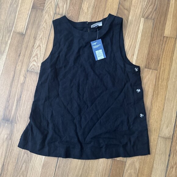 Universal Thread Linen Top Women's Black Sleeveless Button Detail Size S - Picture 2 of 6